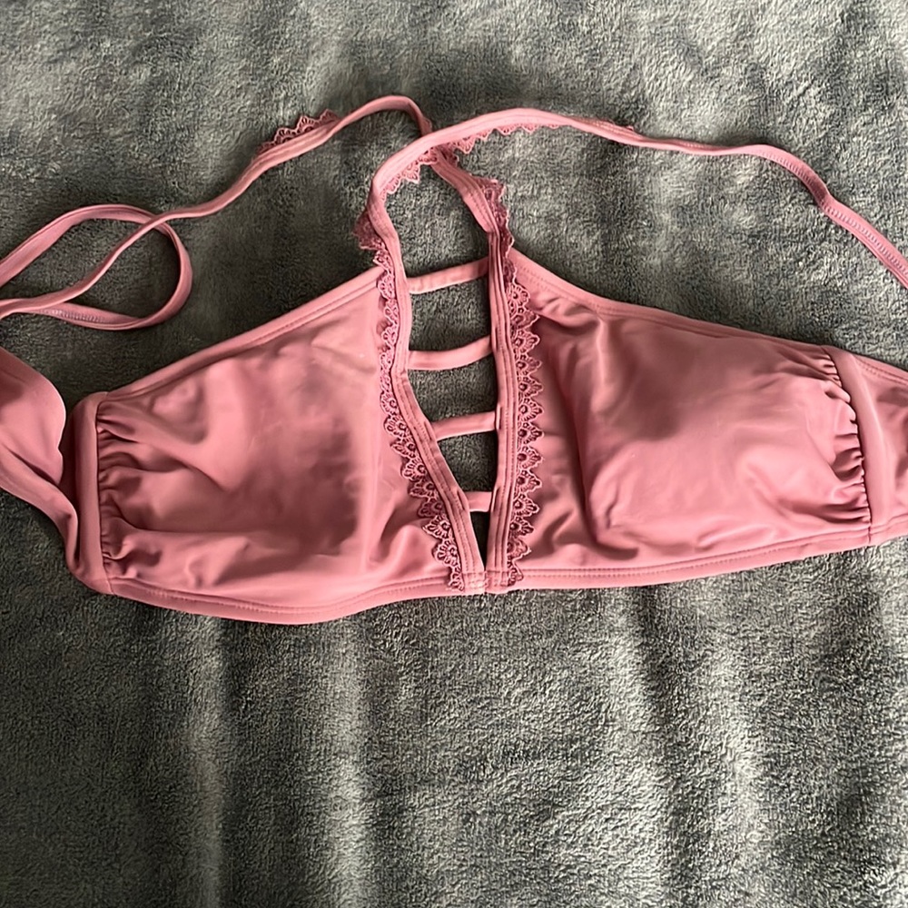 Cross Back Muted Pink Bathing Suit Top